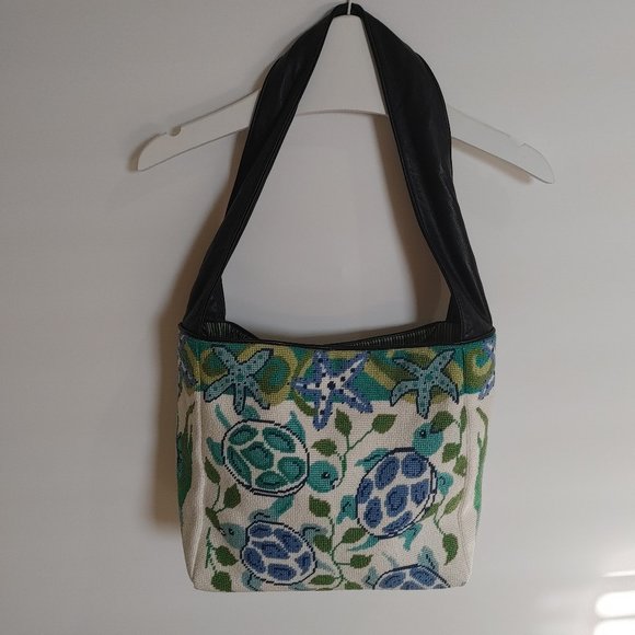 Sea Turtle Starfish Cross Stitch Purse shoulder Bag - Picture 1 of 16